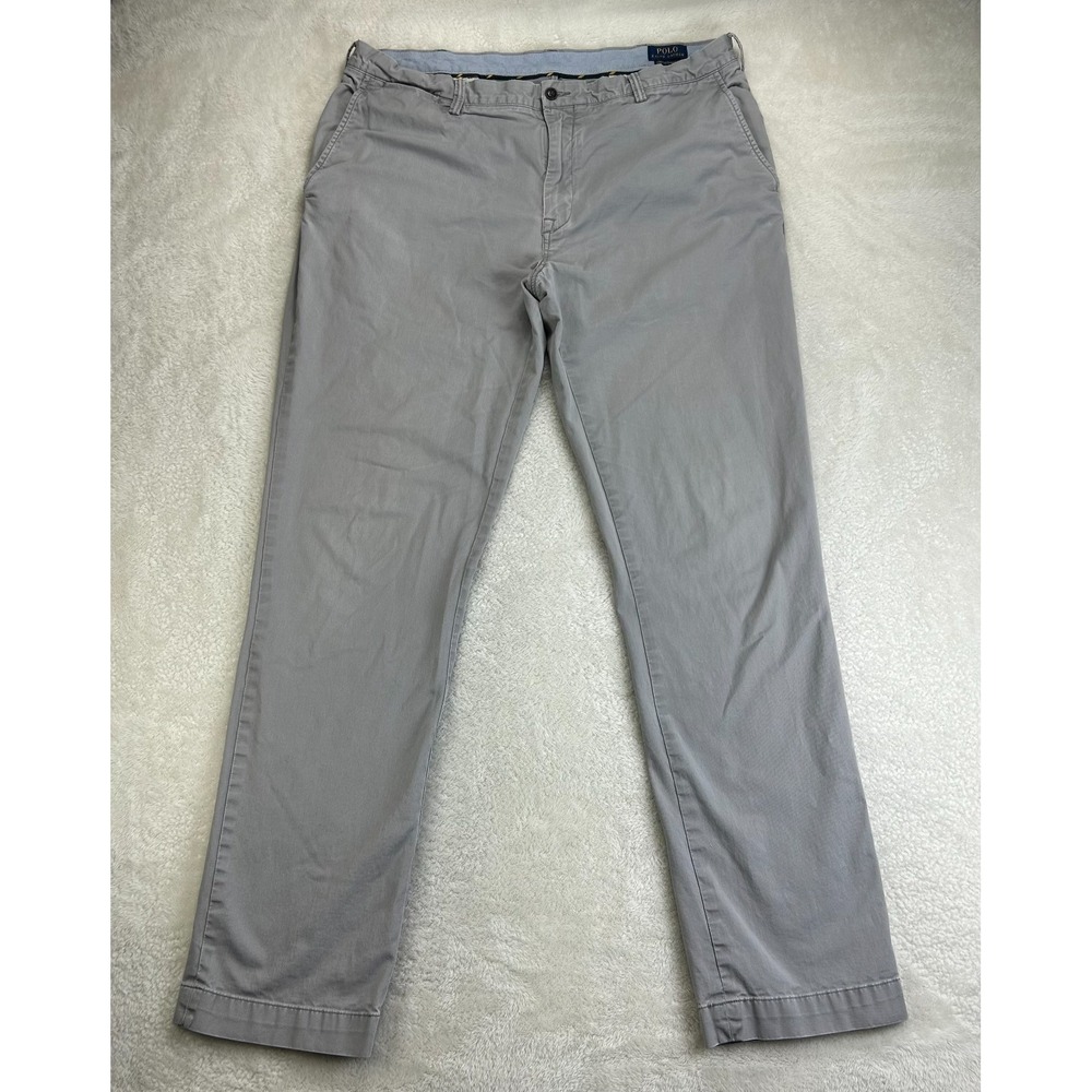 Polo Ralph Lauren Chino Pants Mens 40x36 Gray Stretch‎ Classic Fit Flat Front